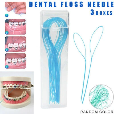 $10 • Buy 105x Dental Floss Threaders Simple Loop With Case For Braces Bridges Implants US