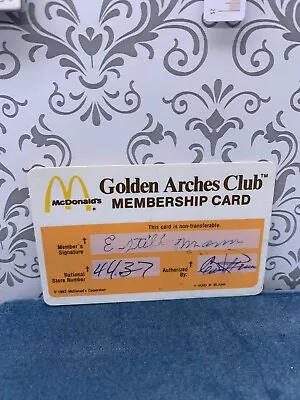 Vintage 1986 McDonald's Golden Arches Club Membership Card Ohio Locations • $7.99
