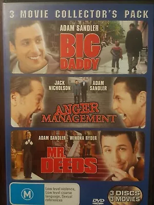 $6.95 • Buy Adam Sandler 3 Dvd Movie Pack Big Daddy Anger Management Mr Deeds R4  Free Post