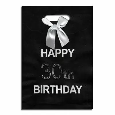 30th Black Happy Birthday Gift Bag NEW • £2.99