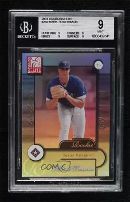 2001 Donruss Elite /1000 Mark Teixeira #250 BGS 9 MINT Rookie RC • $28.99