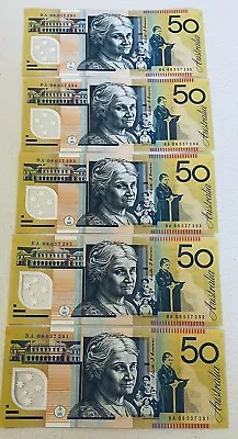 Australian $50 Banknotes Consecutive STEVENS/HENRY BA08 2008 UNC • $325