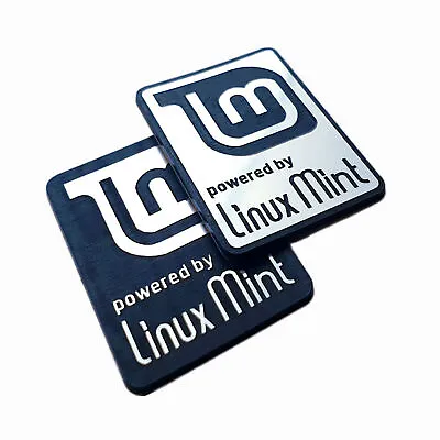 Linux Mint Sticker Case Badge - Chrome Reflective - 35mm X 25mm (Two Pieces) • £15.07