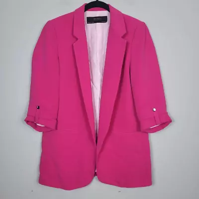 Zara Basic Collection Women’s Medium Pink Open Front Cuffed Sleeve Blazer Jacket • $55.21