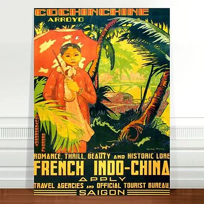Saigon Vintage Travel Poster Art ~ CANVAS PRINT 36x24  French Indo China • $32.14