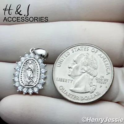 Men Women 925 Sterling Silver Icy Bling Cz Small Virgin Mary Charm Pendant*ap373 • $19.99