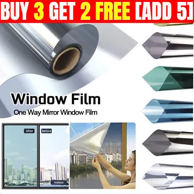£0.99 • Buy One Way Mirror Window Film Reflective Home Privacy Solar Tint Foil Glass Sticker