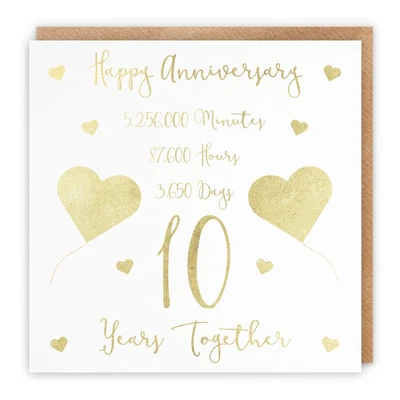 £4.25 • Buy 10th Anniversary Card Classic Foil - 10 Years - For Couple, Husband, Wife