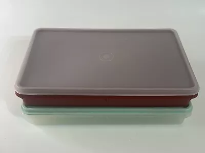 $20 • Buy Vintage Tupperware Meat/Cheese Keeper  #794-11 & 794-2~ 11x7 ~ Teal & Burgundy