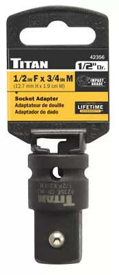 Titan 42356 1/2-Inch Female To 3/4-Inch Male Impact Socket Adaptor (15224) • $9.65