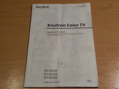Sony Trinitron Crt Tv Manual For Models Kv-xa34 Kv-xa29 Kv-xa25 64cm 72cm 86cm. • $9.99