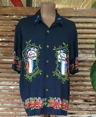 Mambo Loud Mens Royal Mambo Hawaiian Short Sleeve Shirt Sz S Rayon DS36 • $165