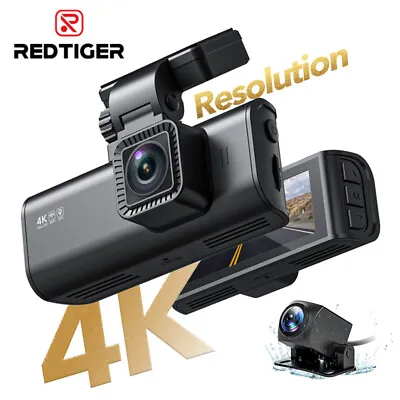 REDTIGER 4K Dash Cam Front And Rear Dash Camera WiFi Car DVR Video Recorder • $159.99