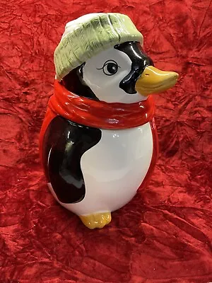 Vintage Penguin Cookie Jar W/Scarf & Hat 10” Repaired • $9.99