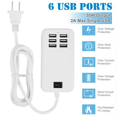 Multi Port 6-USB Desktop Charger Fast Charging Station Hub Power Adapter Travel • $9.69