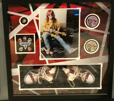 Eddie Van Halen Autographed Framed Display Photo Pass Shoes BAS Becket COA LOA  • $6500
