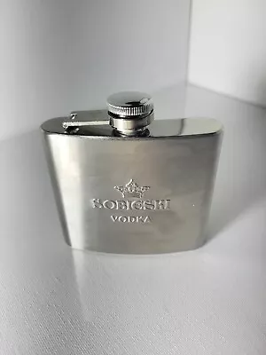 SOBIESKI VODKA Flask  5 OZ  3 X4   POLISHED Stainless Steel Screw Cap FREE SHIP • $13.88