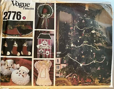 Vtg Vogue Pattern 2776 Christmas Decor & Ornaments Wreath Tree Skirt Uncut • $4.68