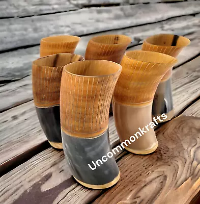 Set Of 5  Handcrafted Beer Ale Mead Viking Drinking Horn Cups Mug Christmas Gift • $99.06