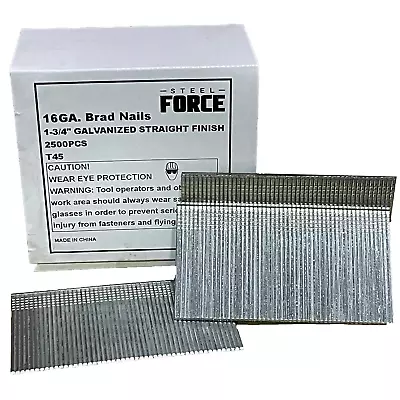 T45 16 Gauge 1-3/4 Inch Length Straight Galvanized Finish Nails 2500-Pack • $23.99