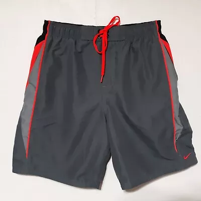 Nike Mens Swimming Board Shorts Trunks Gray Medium Elastic Drawstring  • $14.24