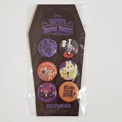 Muppets Haunted Mansion Disney + Promotional 6 Buttons Pin Backs Coffin Card NEW • $29.95