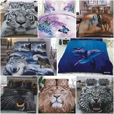 3D Animal Printed Duvet Cover Beddings With Matching Pillowcase-Multiple Design  • £14.95