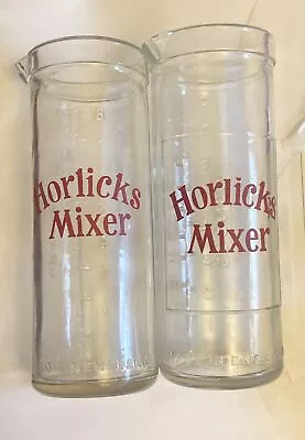 2 X VINTAGE HORLICKS MIXER JARS WITH POURING LIP MARKED 8 OUNCES AND 220 GRAMMES • £10