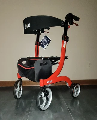 $150 • Buy Drive Medical Nitro Rollator Style 4 Wheel Adult Walker With Seat Red $RTL10266