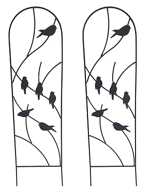 Garden Climbing Plant Support Metal Flower Trellis Frame Bird Design Set Of 2  • £31.99