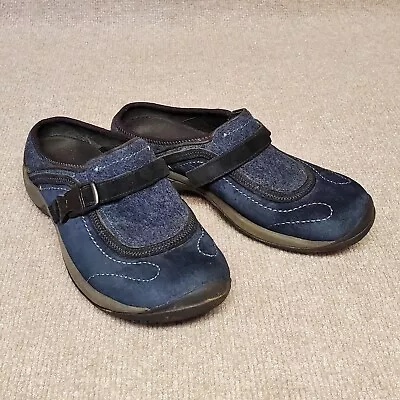 Merrell Encore Sidestep Womens Size 8 Slip-On Mule Clog Wool Leather Navy Blue • $25