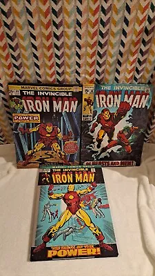 Marvel Comics: Iron Man:canvas Print Wood Frames: 3 Iron Man Poster: 16×12) • £95