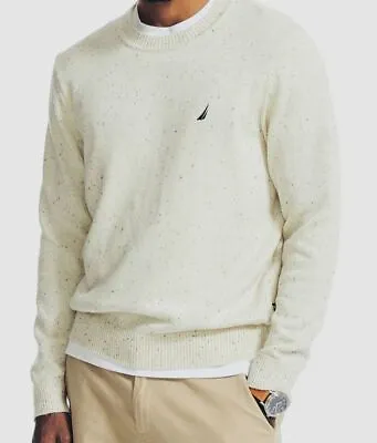 $98 Nautica Men's Ivory Sustainably Crafted Donegal Speckle Sweater Size XL • $31.58