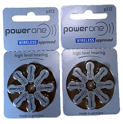 Power One Zinc P312 Hearing Aid Battery Two 8 Packs Made In Germany Exp 2/26 • $4.95