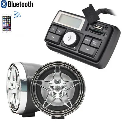 UTV ATV Anti-Theft Speakers FM USB Audio System Stereo Bluetooth Waterproof • $75.89