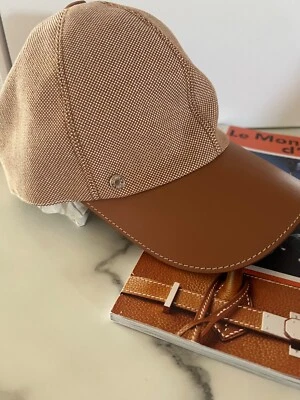 $890 • Buy Hermes Cap Gold Leather Trim - Unisex- Size 59 - New Unworn