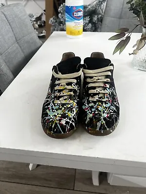 Maison Margiela Replica Paint Sneakers Black Suede Size 45 Eu/12 Us • $585