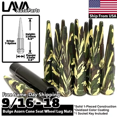 32x Camo Tactical 9/16-18 Spike Lug Nut Fit Chevy C20 C30 K20 R20 R2500 V2500 • $59.99