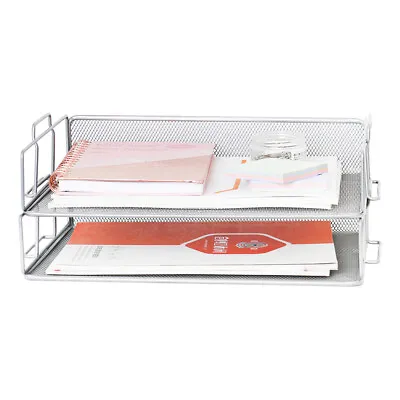 Meta 2pcs Letter Trays Stackable Desk Organizer/File Tray For Desk - Wire Mesh • £13