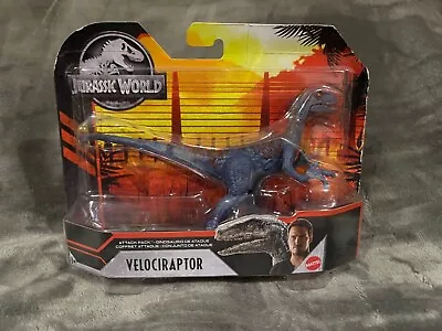 *NIB* 2019 Mattel Jurassic World Attack Pack Velociraptor (blue & Red)  GMP73 • $20