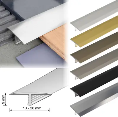 Aluminium Threshold Trim T Bar Door Profile Transition Trim Tiles Lamina 1m Long • £4.99