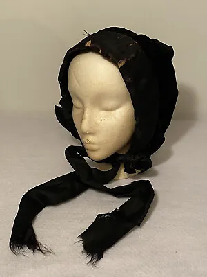 Antique 1800's Victorian Mourning Bonnet Hat • $150