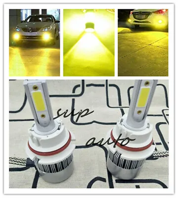 2x 9004 HB1 3000K Super Yellow 8000LM LED Headlight Bulbs Kit High Low Beam • $18.29