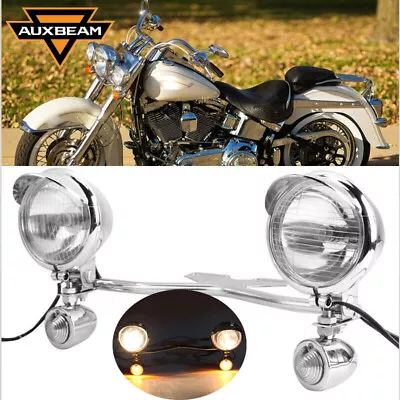 Motorcycle Passing Fog Spot Light Bar For Yamaha V-Star XVS 650 950 1100 1300 • $69.99