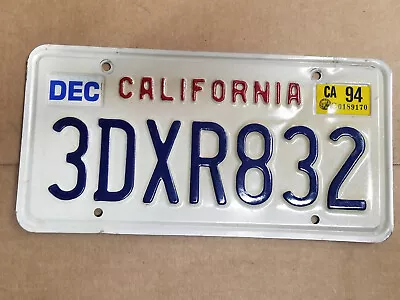 California License Plate 3DXR832 Expired Plate Vintage Pre Cursive • $19.99