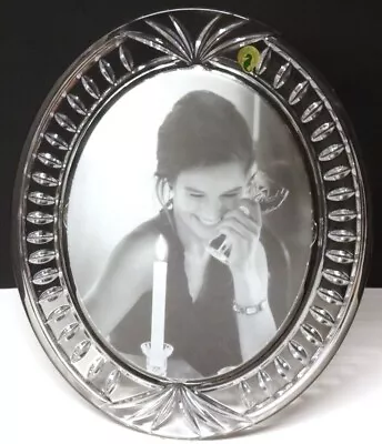 WATERFORD CRYSTAL 8x10 OVERTURE OVAL PICTURE FRAME ~ SLIGHTLY DAMAGED (SEE PICS) • $28.99