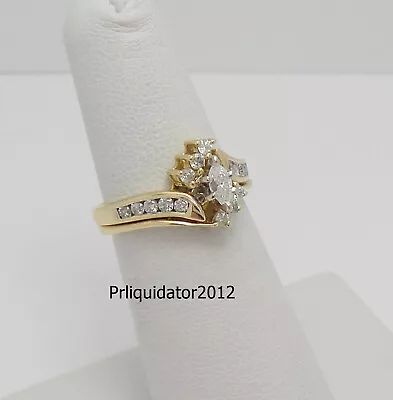 1/2CT Marquise Cut Diamond Engagement Wedding Ring Bridal Set 14K Yellow Gold • $499.99