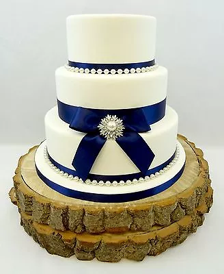 £16.99 • Buy Wedding Cake Single Pearl Brooch – Pearls & Satin Ribbon Cake Topper Blues