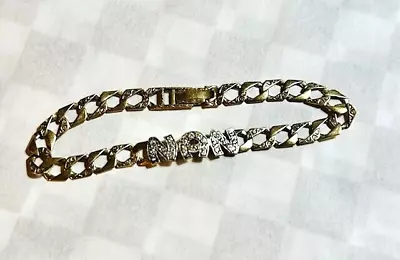 Womens Solid 9ct Yellow Gold /Cubic Zirconia Set 'Nan' Bracelet 375 Grandma Gift • £335