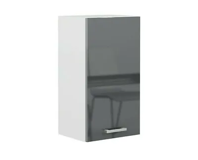 Kitchen Unit 40cm 400mm Wall Cabinet 1 Door Cupboard Soft Close Grey Gloss Luxe • £84.95